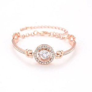 3/$35 Rose Gold Crystal Bracelet with Adjustable Chain Elegant Sparkly Jewelry